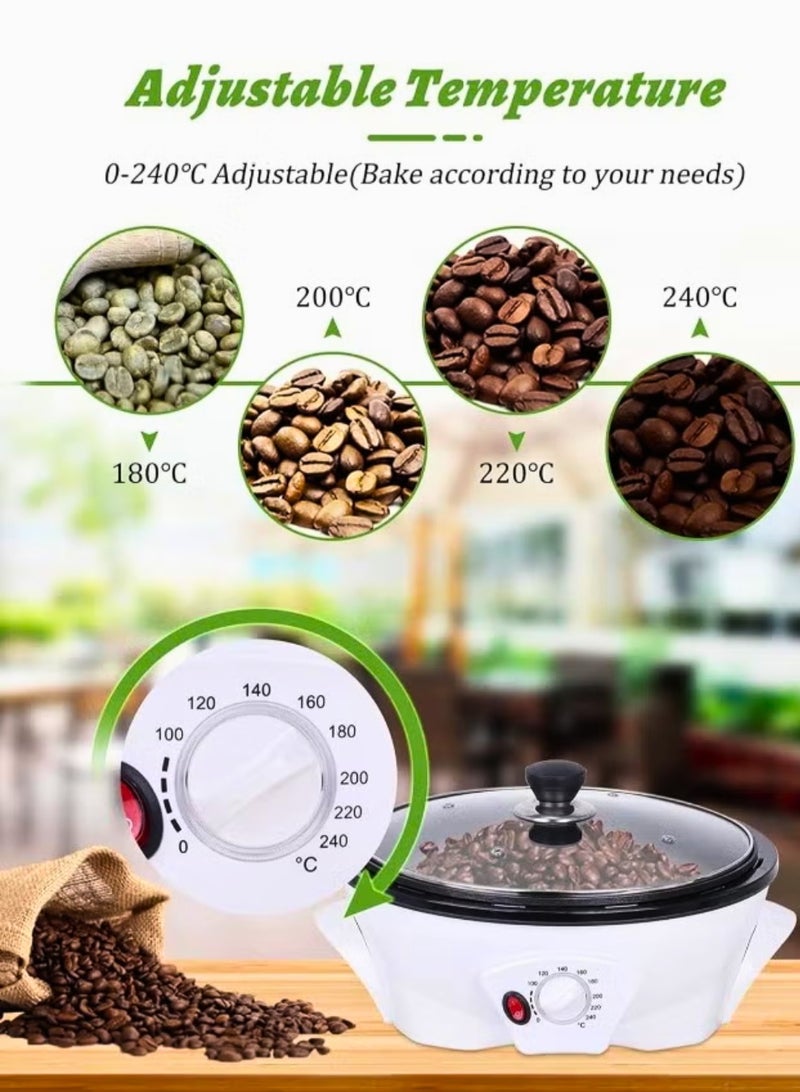 تريدجيت محمصة قهوة وصانعة فشار كهربائية 1200 واط - وعاء ألومنيوم مصبوب مع شفرة تحميص ستانلس ستيل	محمصة منزلية متعددة الوظائف مع تحكم في الحرارة للقهوة والمكسرات - Image 2